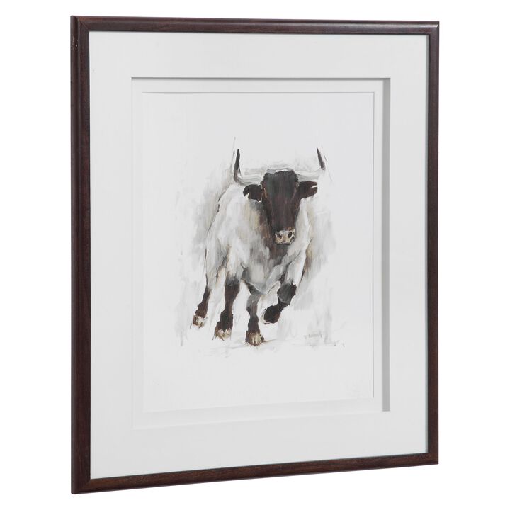 Uttermost Rustic Bull Framed Animal Print
